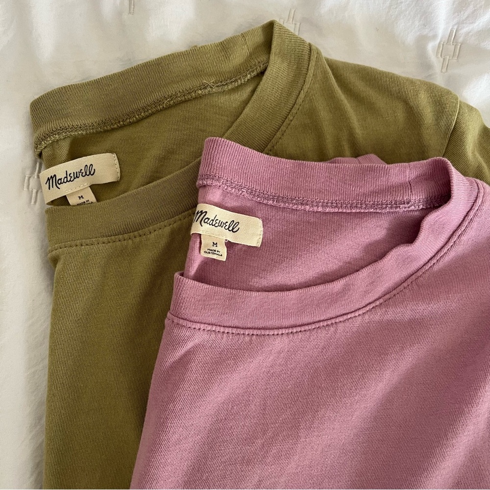 Madewell Olive and Lavender Cropped Tees